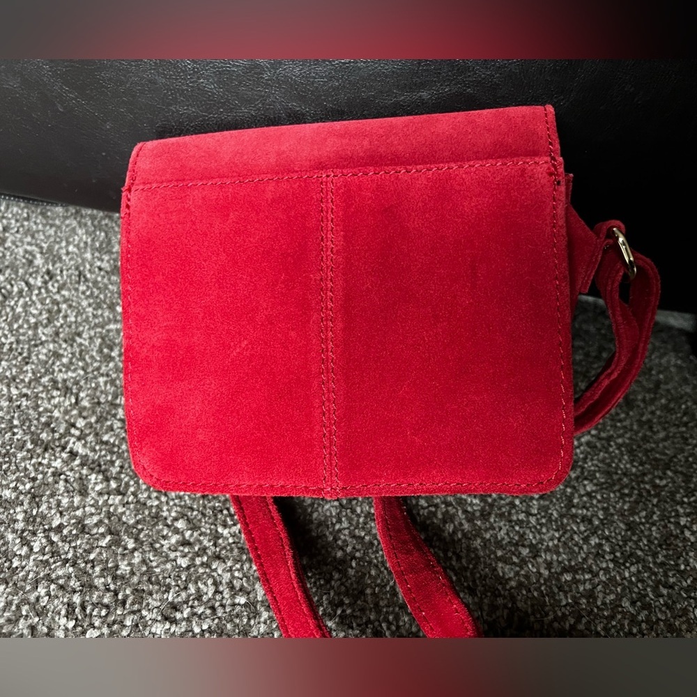 ASOS Maroon Red Suede Ring and Ball Crossbody Bag - Picture 8 of 15